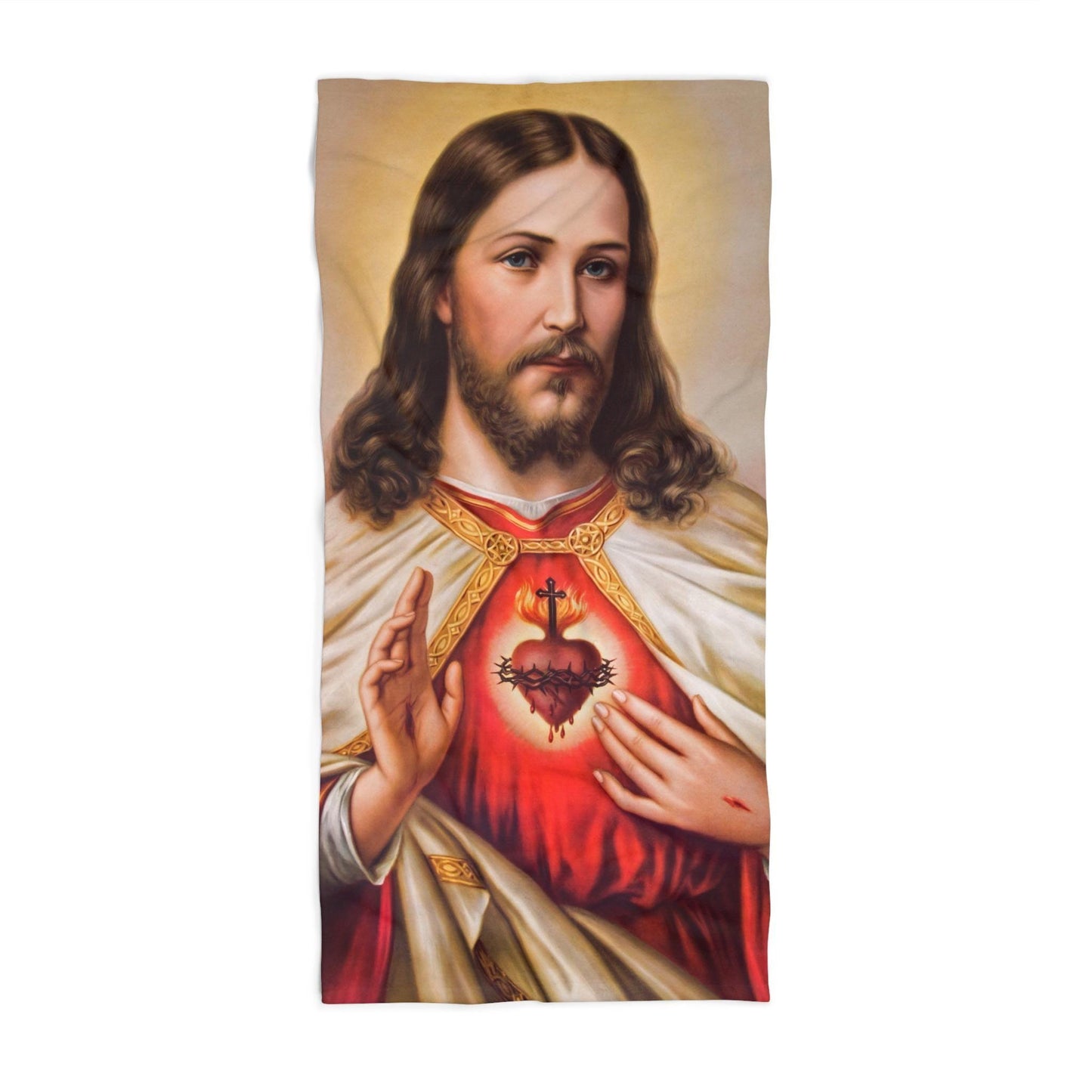 Sacred Heart of Jesus Catholic Beach Towel