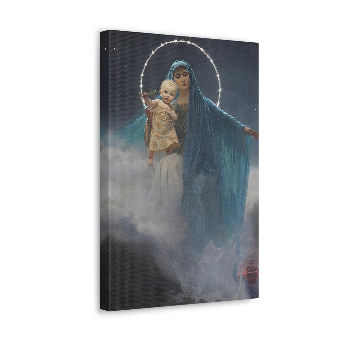 Our Lady Star of the Sea Stella Maris Catholic Canvas, Religious Gift for Prayer Altar, Mary Mother of God Home Decor, Catholic Wallart