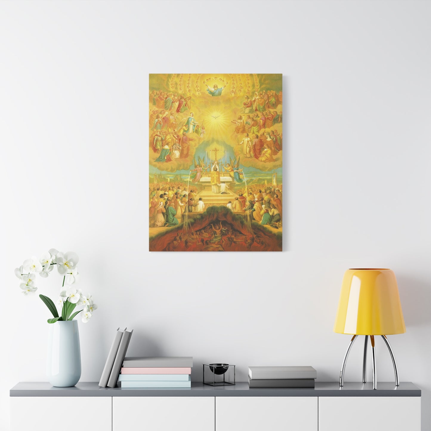 The Communion of the Saints Canvas, Catholic Mass Art, The Mass in Heaven and Earth Tridentine Catholic Print
