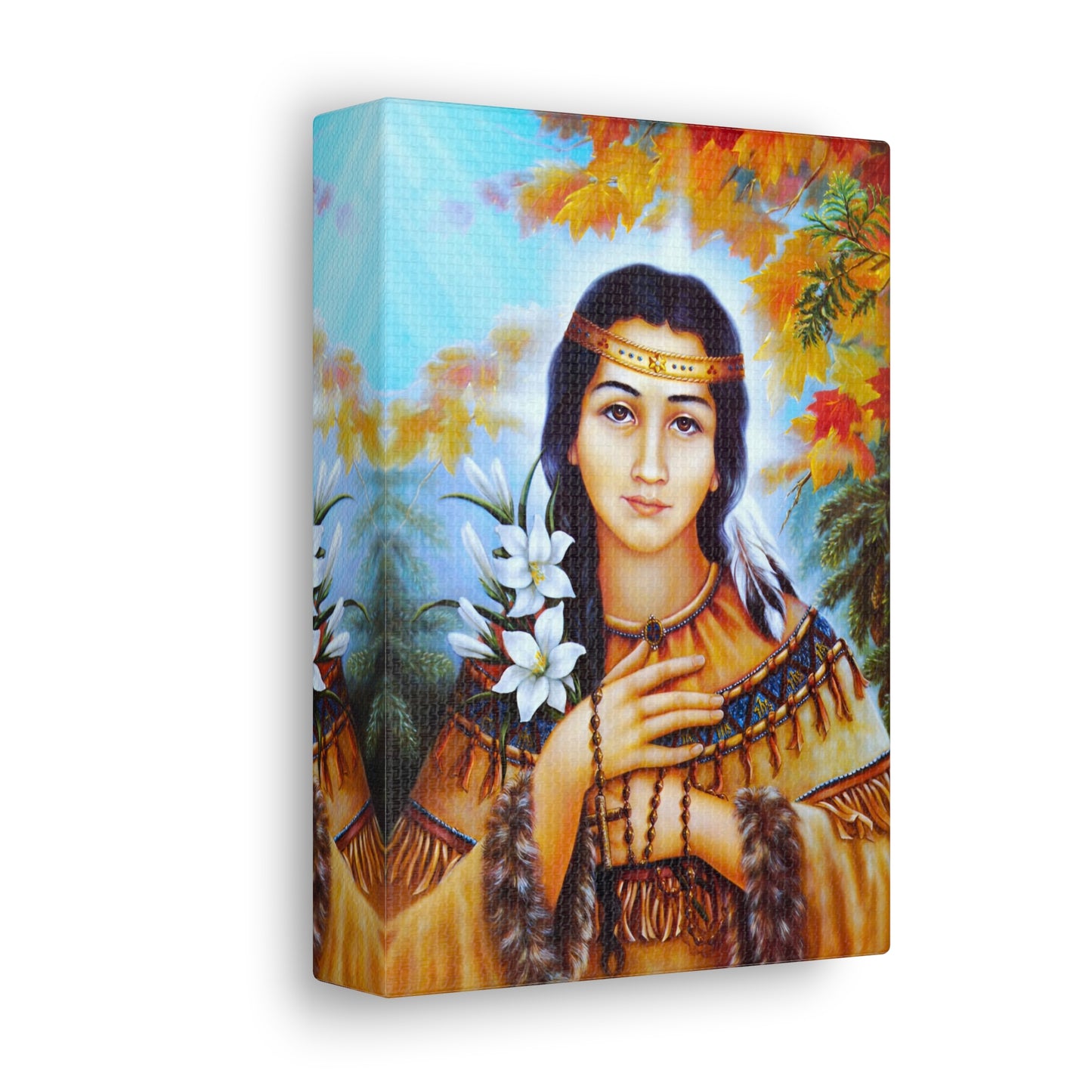 Saint Kateri Catholic Wallart Gift for home altar, Religious Gift for wife, Prayer Icon Confirmation Saint, religious home decor wall art