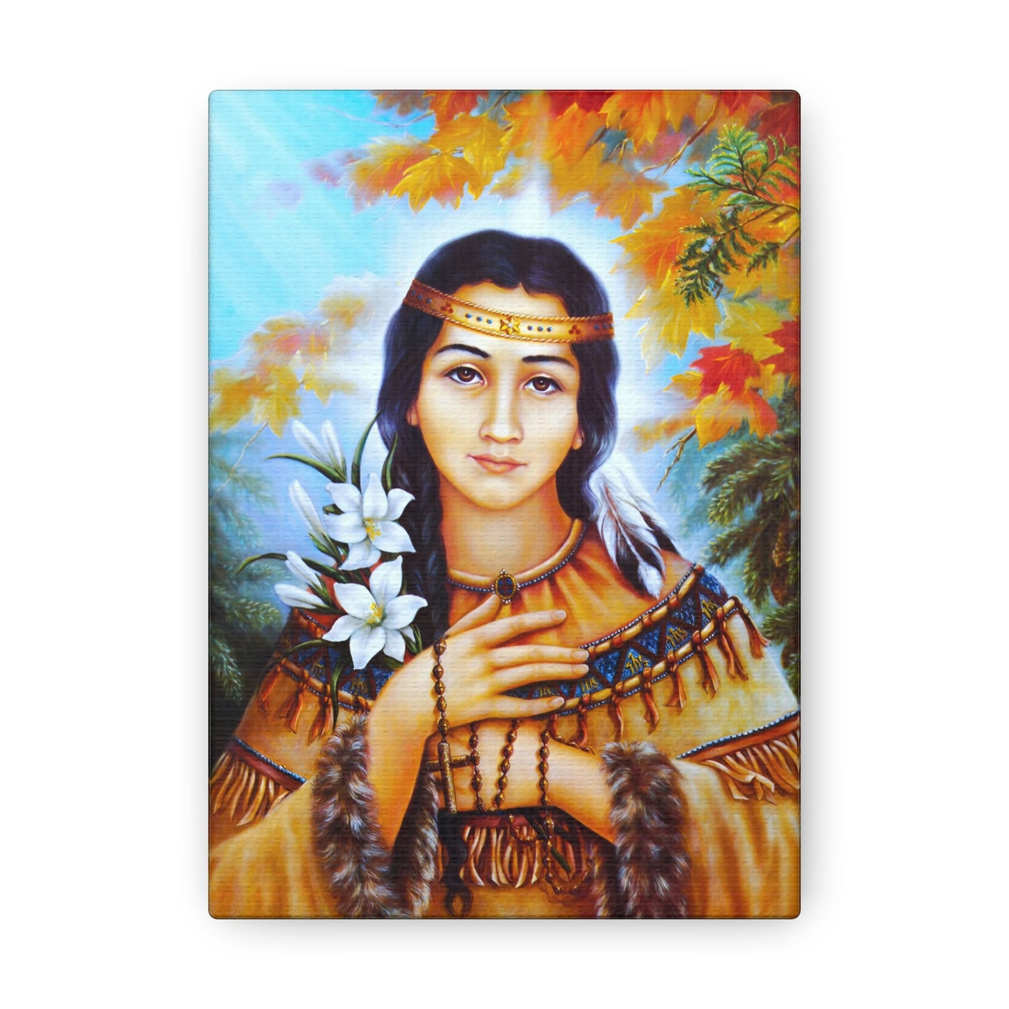 Saint Kateri Catholic Wallart Gift for home altar, Religious Gift for wife, Prayer Icon Confirmation Saint, religious home decor wall art