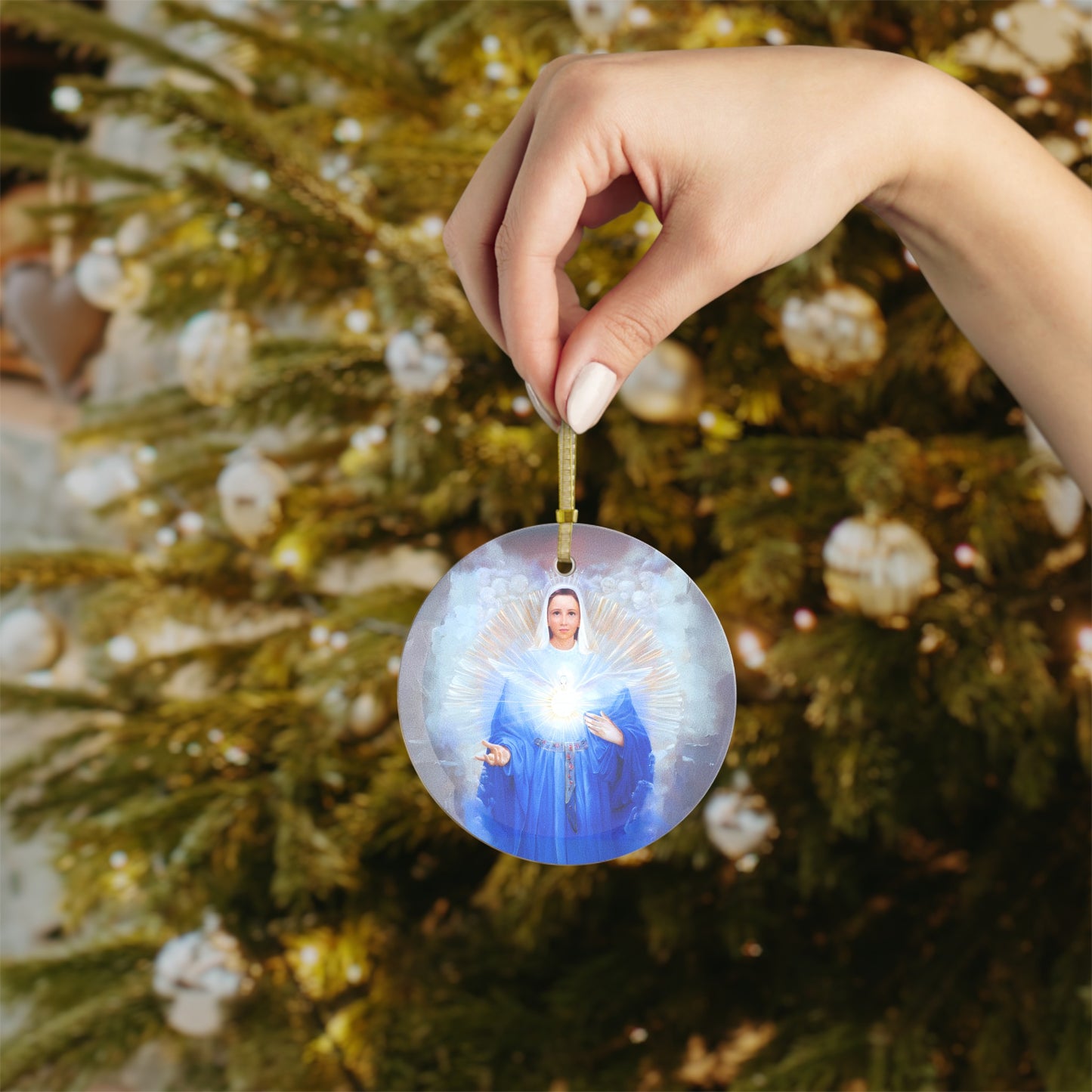 Mary Mother of the Eucharist Glass Ornament