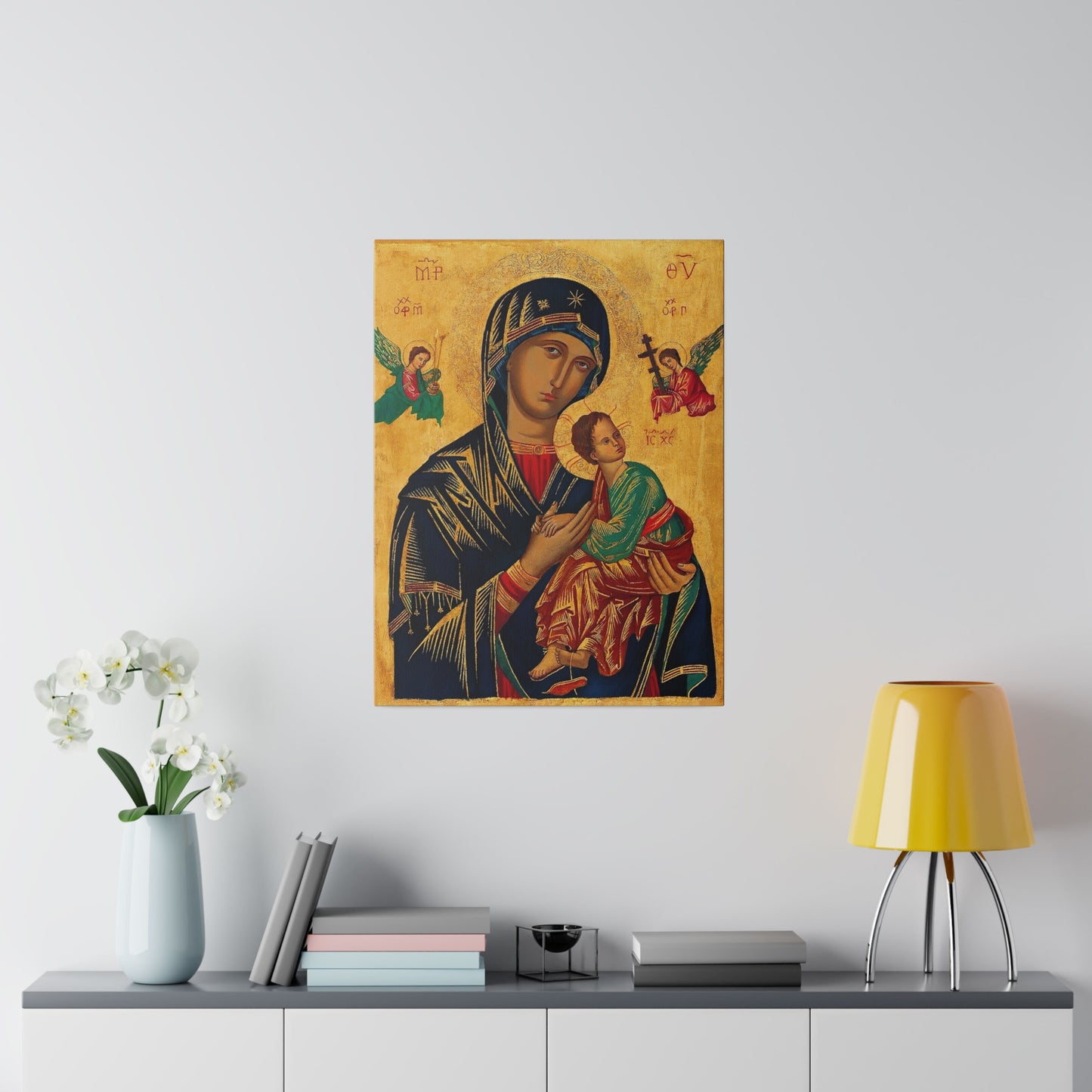Our Lady of Perpetual Help Canvas, Catholic Print Christmas Gift for Traditional Catholic, Religious House Warming Gift Idea for Family