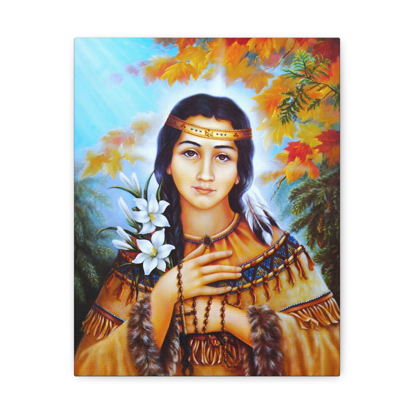 Saint Kateri Catholic Wallart Gift for home altar, Religious Gift for wife, Prayer Icon Confirmation Saint, religious home decor wall art