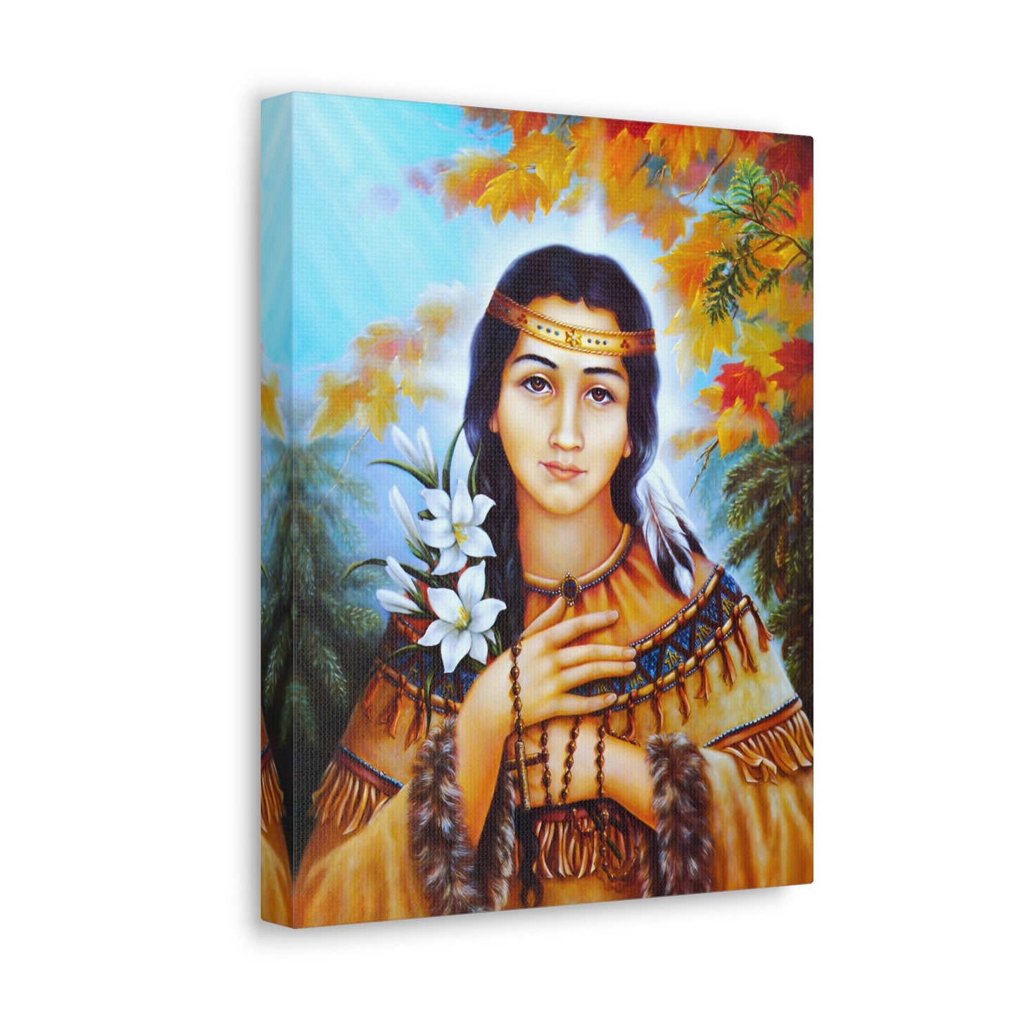 Saint Kateri Catholic Wallart Gift for home altar, Religious Gift for wife, Prayer Icon Confirmation Saint, religious home decor wall art