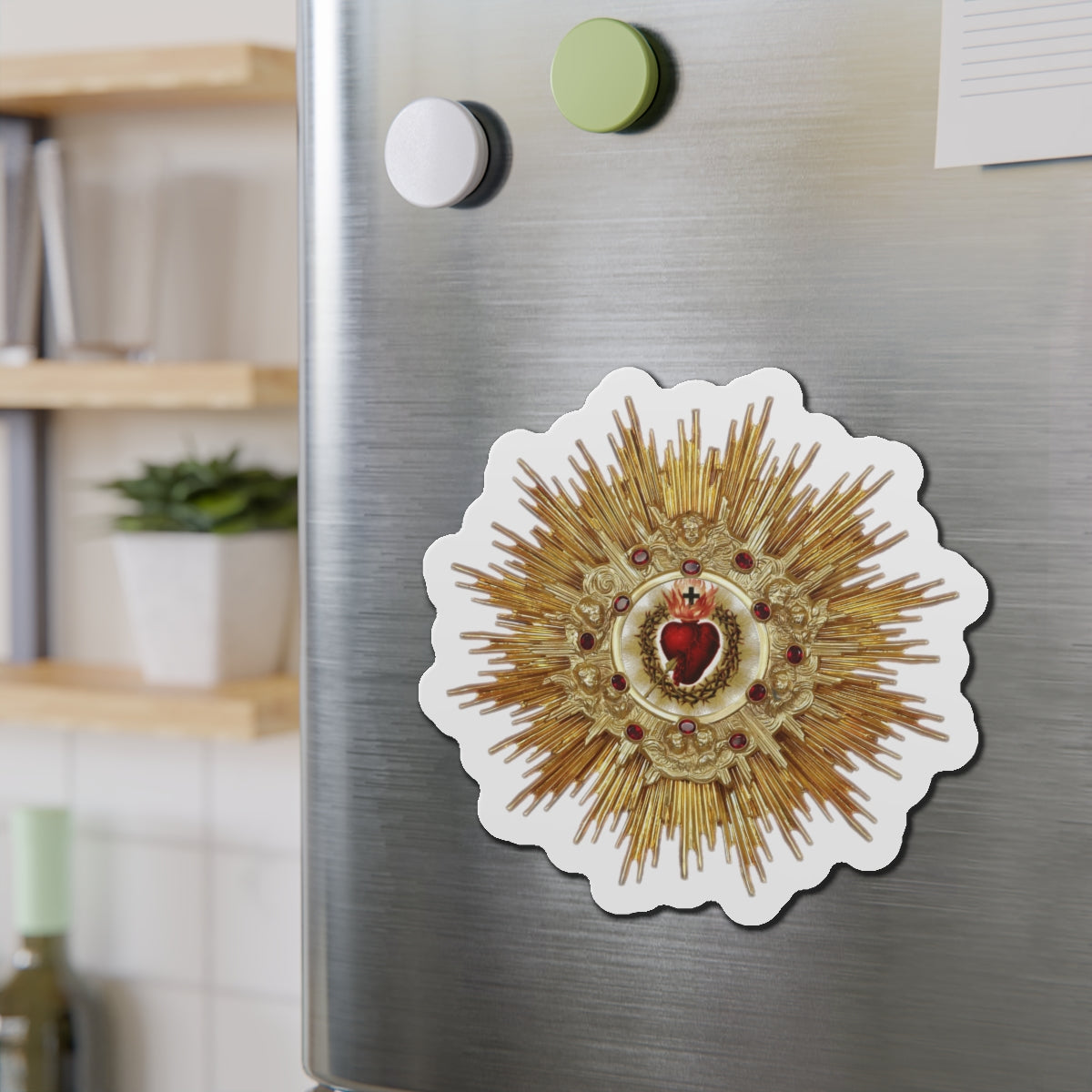 Christian fridge magnet, Catholic Adoration of Jesus, Sacred Heart and Eucharistic Adoration