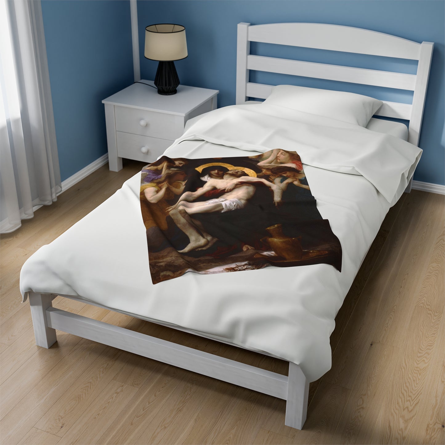 The Pieta Catholic Plush Blanket by William Bouguereau, Religious Home Decor for Couch or Bedding, Christmas Gift Idea for Christian