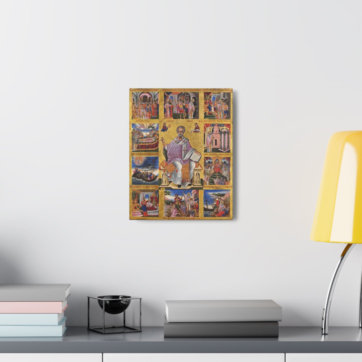 Saint Nicholas by Poulakis 17th Century, Catholic Canvas Print for Home Prayer Altar, Religious Wallart for home decor Gift Idea