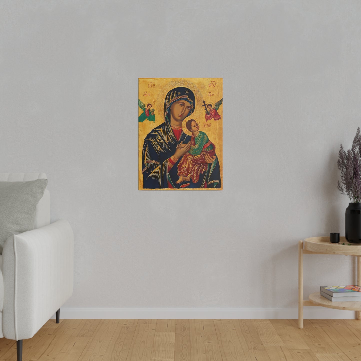 Our Lady of Perpetual Help Canvas, Catholic Print Christmas Gift for Traditional Catholic, Religious House Warming Gift Idea for Family