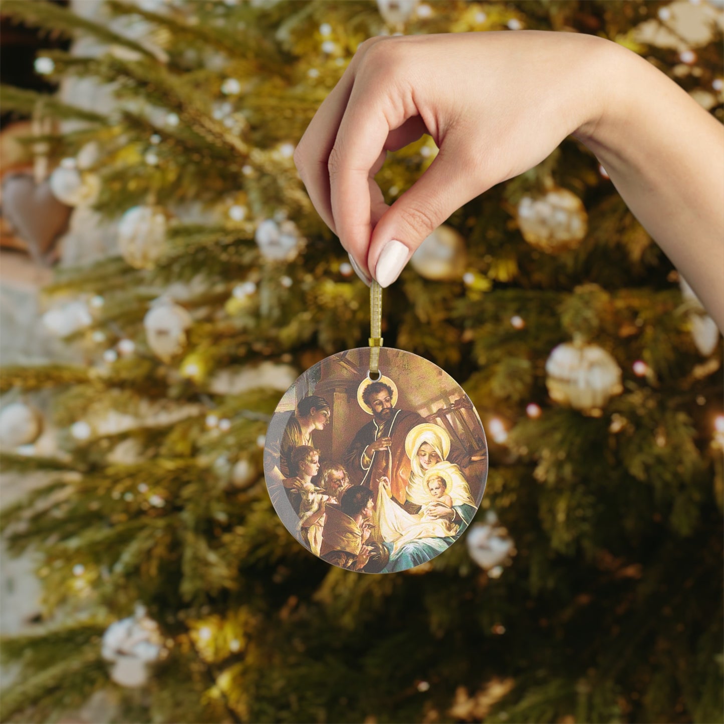 Nativity Scene Glass Ornament