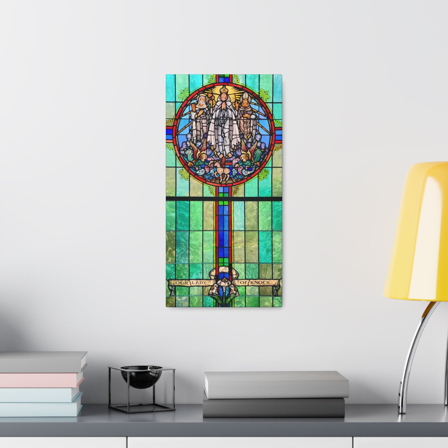 Our Lady of Knock Stained Glass Canvas Print For Home Decor, Prayer Altar