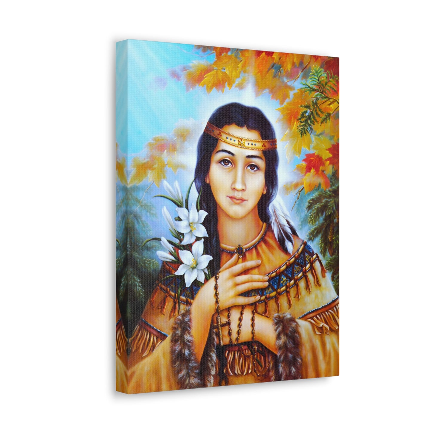 Saint Kateri Catholic Wallart Gift for home altar, Religious Gift for wife, Prayer Icon Confirmation Saint, religious home decor wall art