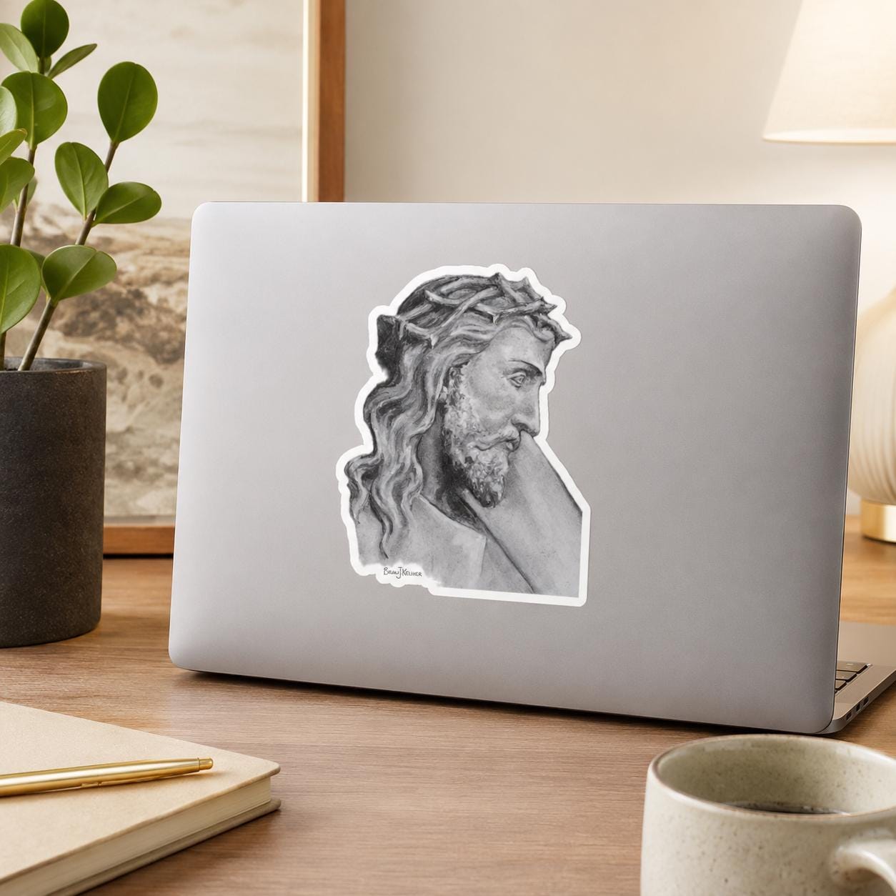 Shoulder the Cross Sticker, Catholic Sacred Art by Ars Deo