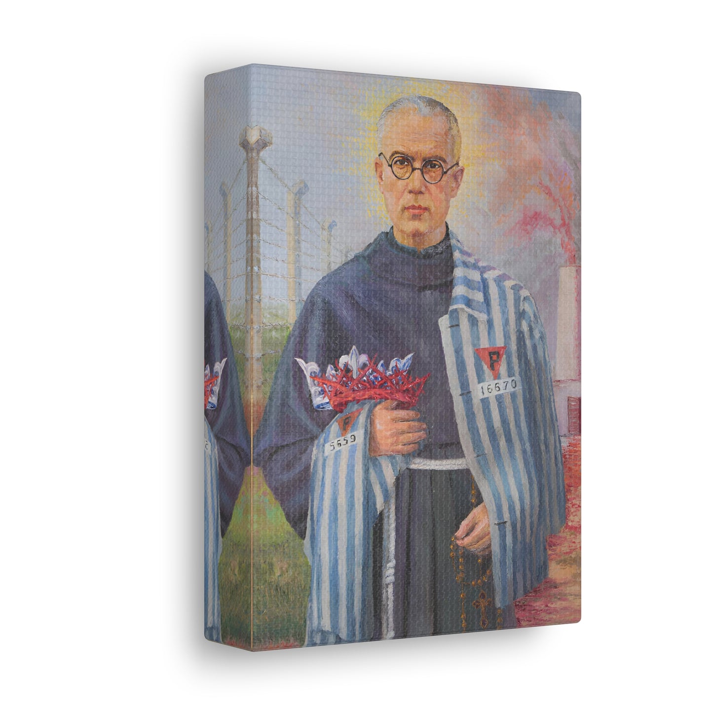 Saint Maximillian Kolbe Confirmation Gift Canvas, Catholic Wallart home decor, Martyr Wall Art gift home prayer altar, Traditional catholic