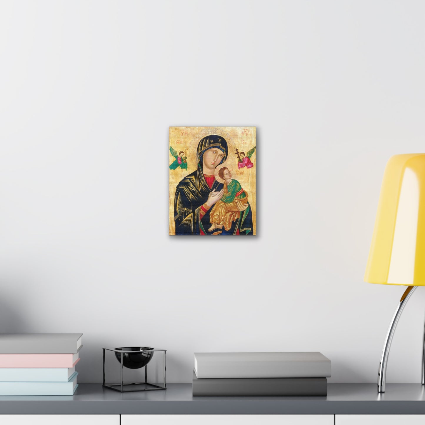 Canvas of the Most Holy Theotokos 8x10, Print of the Blessed Virgin Mary and the Child Jesus, Catholic Icon of the Holy Family
