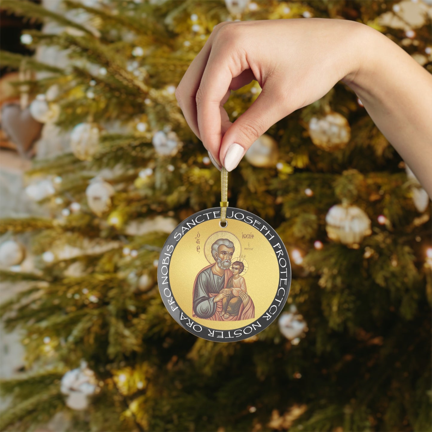 Saint Joseph Icon Glass Ornament