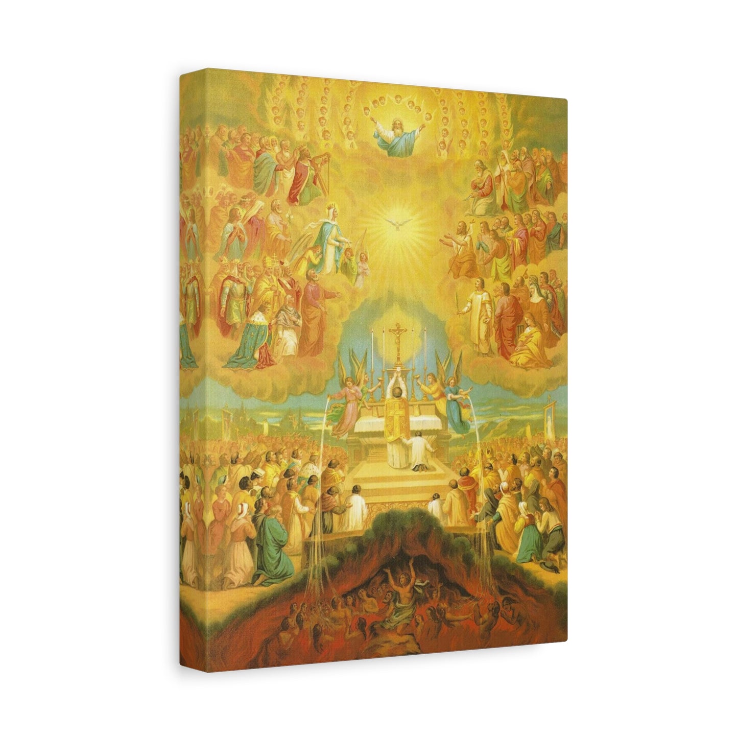 The Communion of the Saints Canvas, Catholic Mass Art, The Mass in Heaven and Earth Tridentine Catholic Print