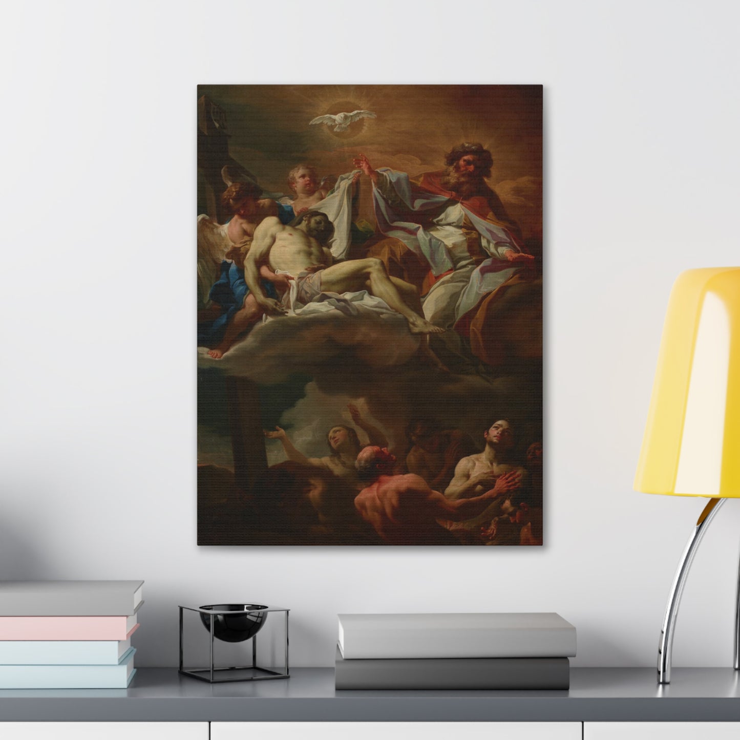 Honoring the Departed All Souls Day Canvas - Giaquinto Print of the Holy Trinity and Pieta with the Holy Souls in Purgatory