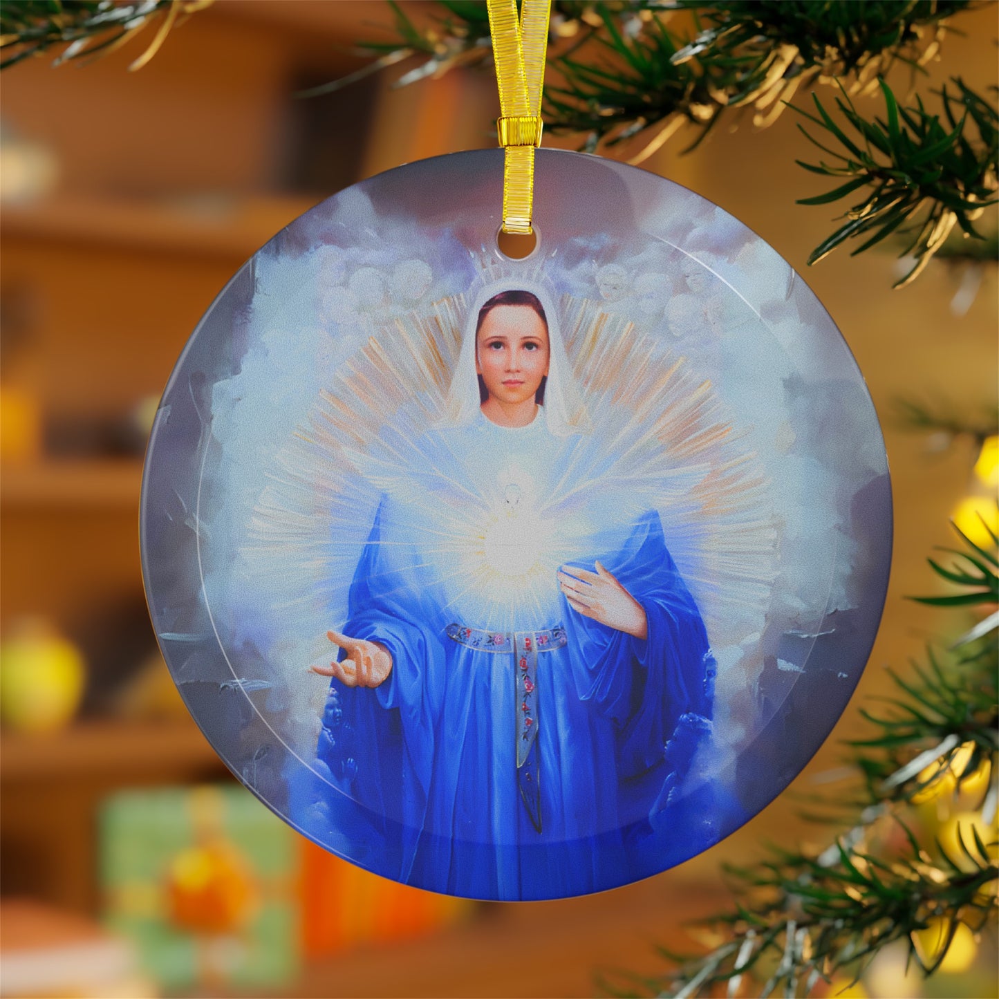 Mary Mother of the Eucharist Glass Ornament