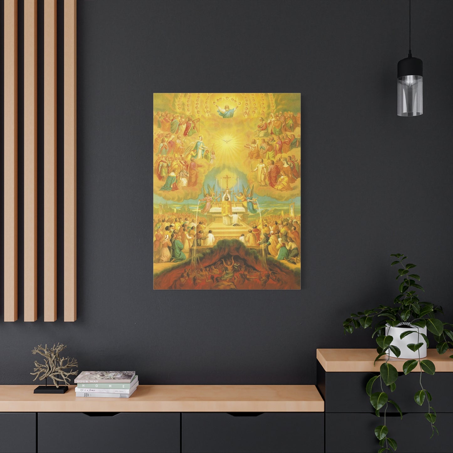 The Communion of the Saints Canvas, Catholic Mass Art, The Mass in Heaven and Earth Tridentine Catholic Print