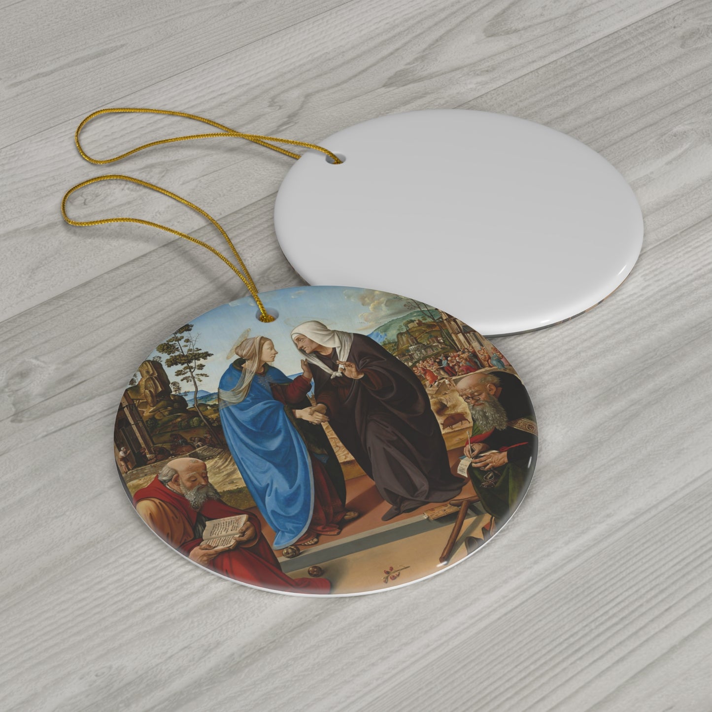 2nd Joyful Mystery of the Rosary Ceramic Ornament: The Visitation