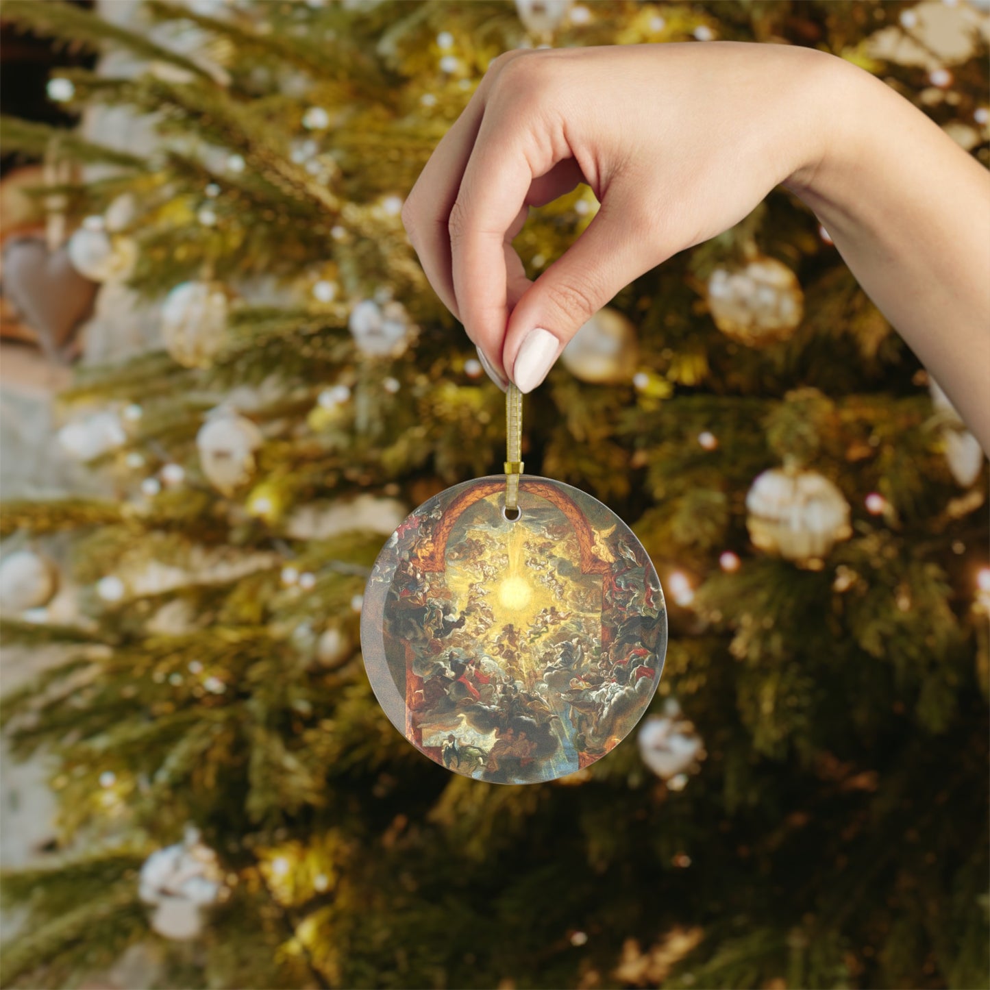 The Triumph of the Name of Jesus Glass Ornament