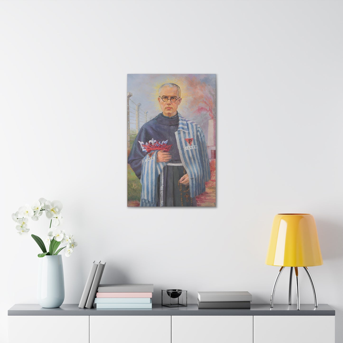 Saint Maximillian Kolbe Confirmation Gift Canvas, Catholic Wallart home decor, Martyr Wall Art gift home prayer altar, Traditional catholic