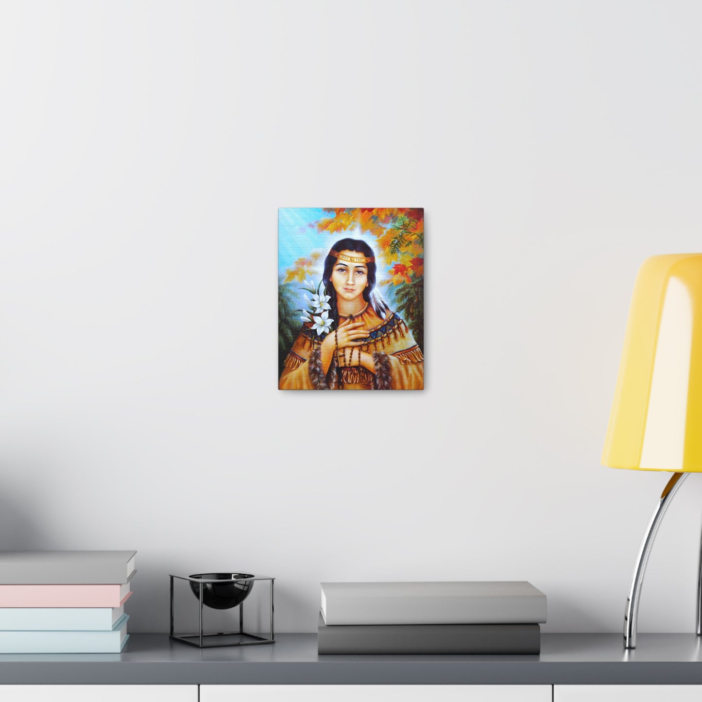 Saint Kateri Catholic Wallart Gift for home altar, Religious Gift for wife, Prayer Icon Confirmation Saint, religious home decor wall art