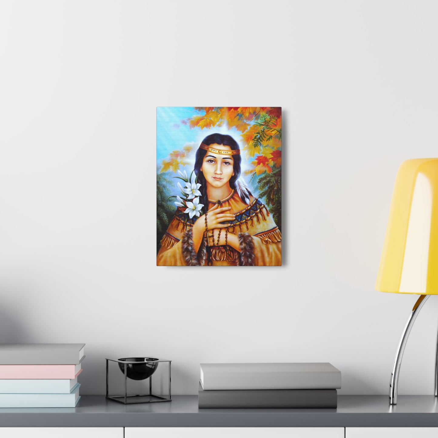 Saint Kateri Catholic Wallart Gift for home altar, Religious Gift for wife, Prayer Icon Confirmation Saint, religious home decor wall art