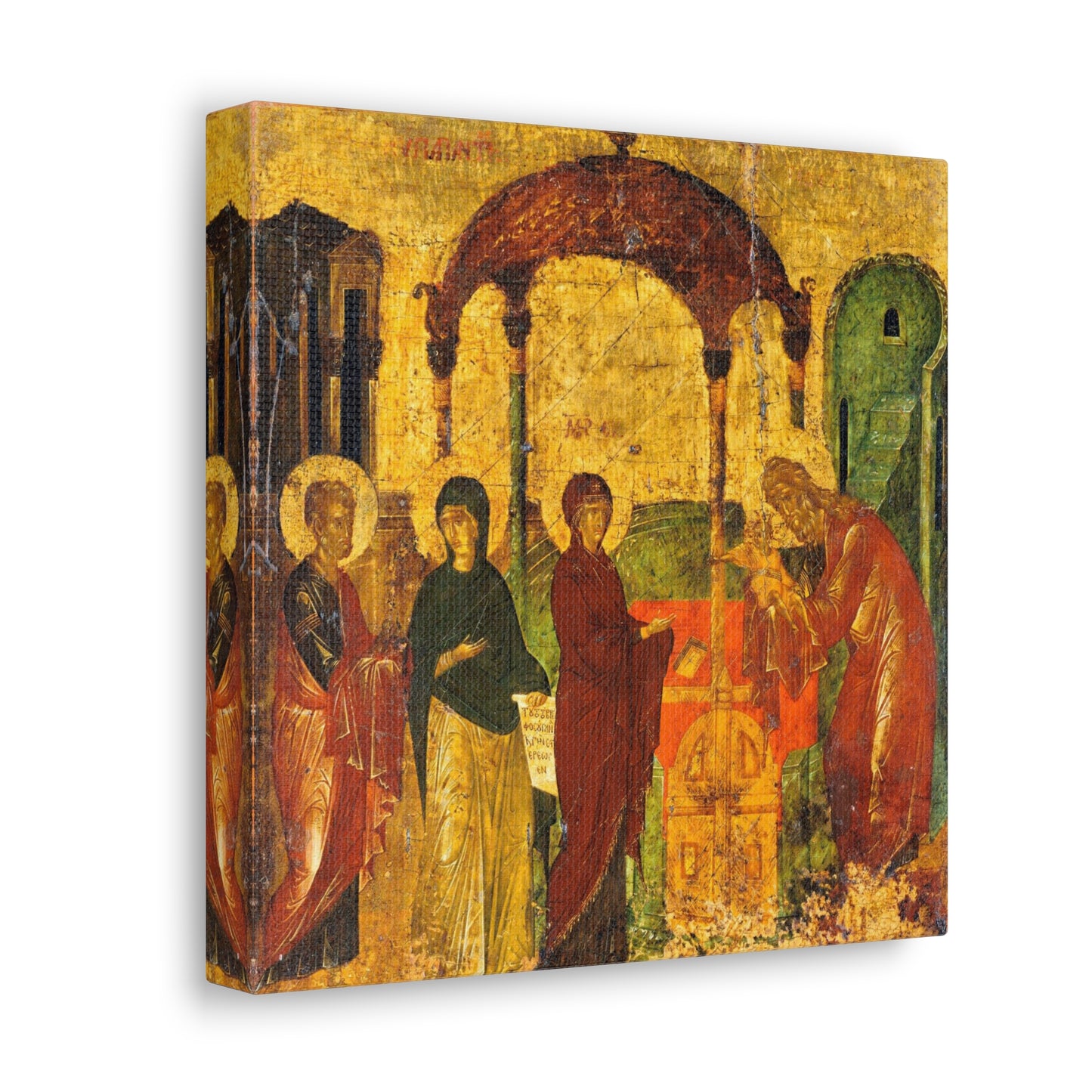 Presentation of Jesus in the Temple Canvas Print, Byzantine Iconography, Catholic home decor for prayer altar, Life of Jesus and Mary
