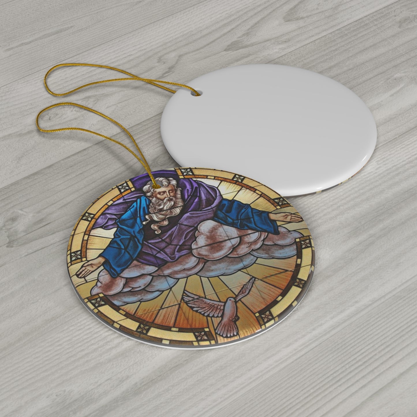 God the Father Stained Glass Style Ceramic Ornament