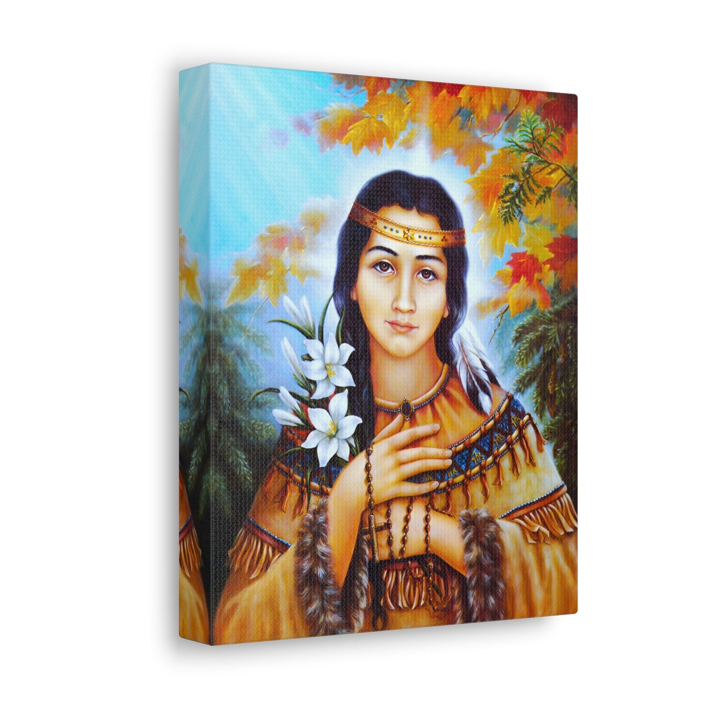 Saint Kateri Catholic Wallart Gift for home altar, Religious Gift for wife, Prayer Icon Confirmation Saint, religious home decor wall art