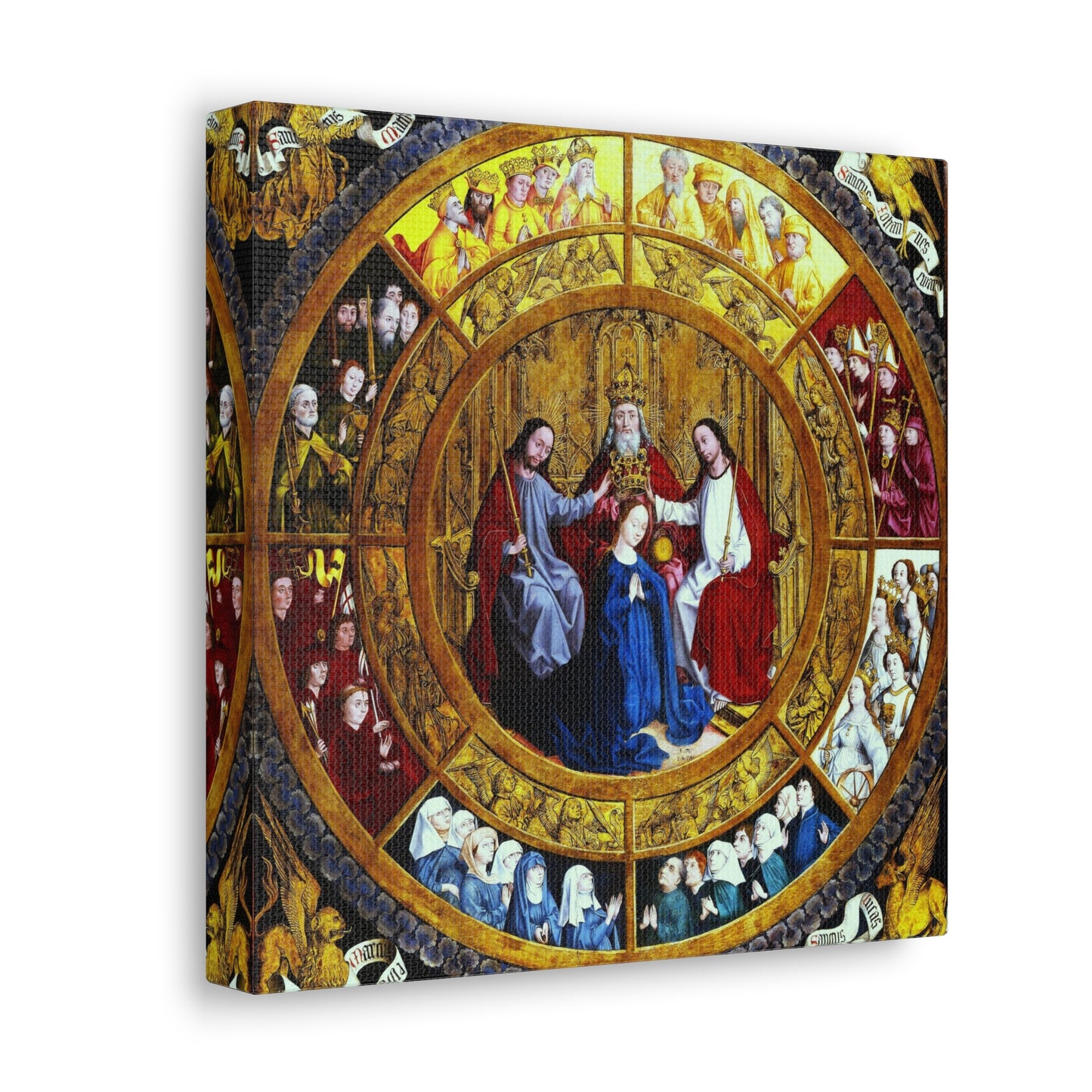 The Coronation of Mary in the Circle of Angels by Ausburger Meister, Catholic Canvas Print Religious Home Decor Wall Art
