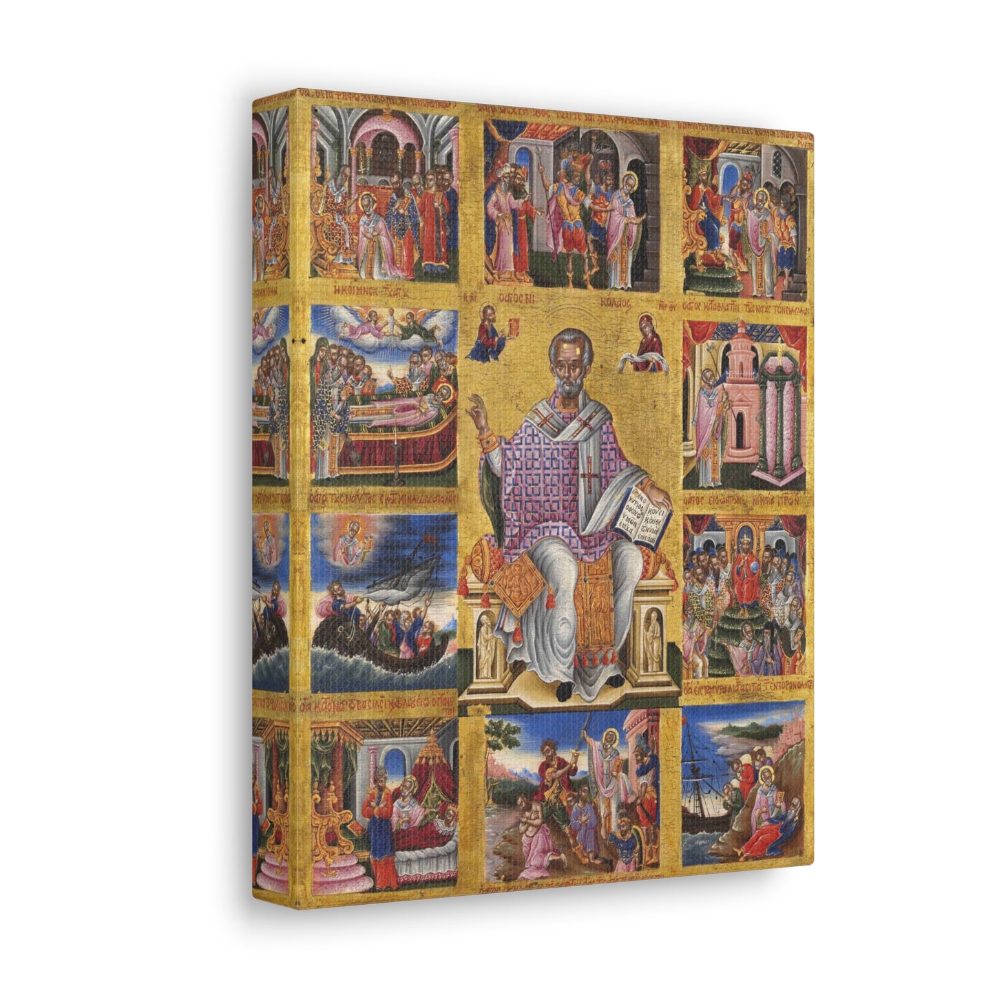 Saint Nicholas by Poulakis 17th Century, Catholic Canvas Print for Home Prayer Altar, Religious Wallart for home decor Gift Idea