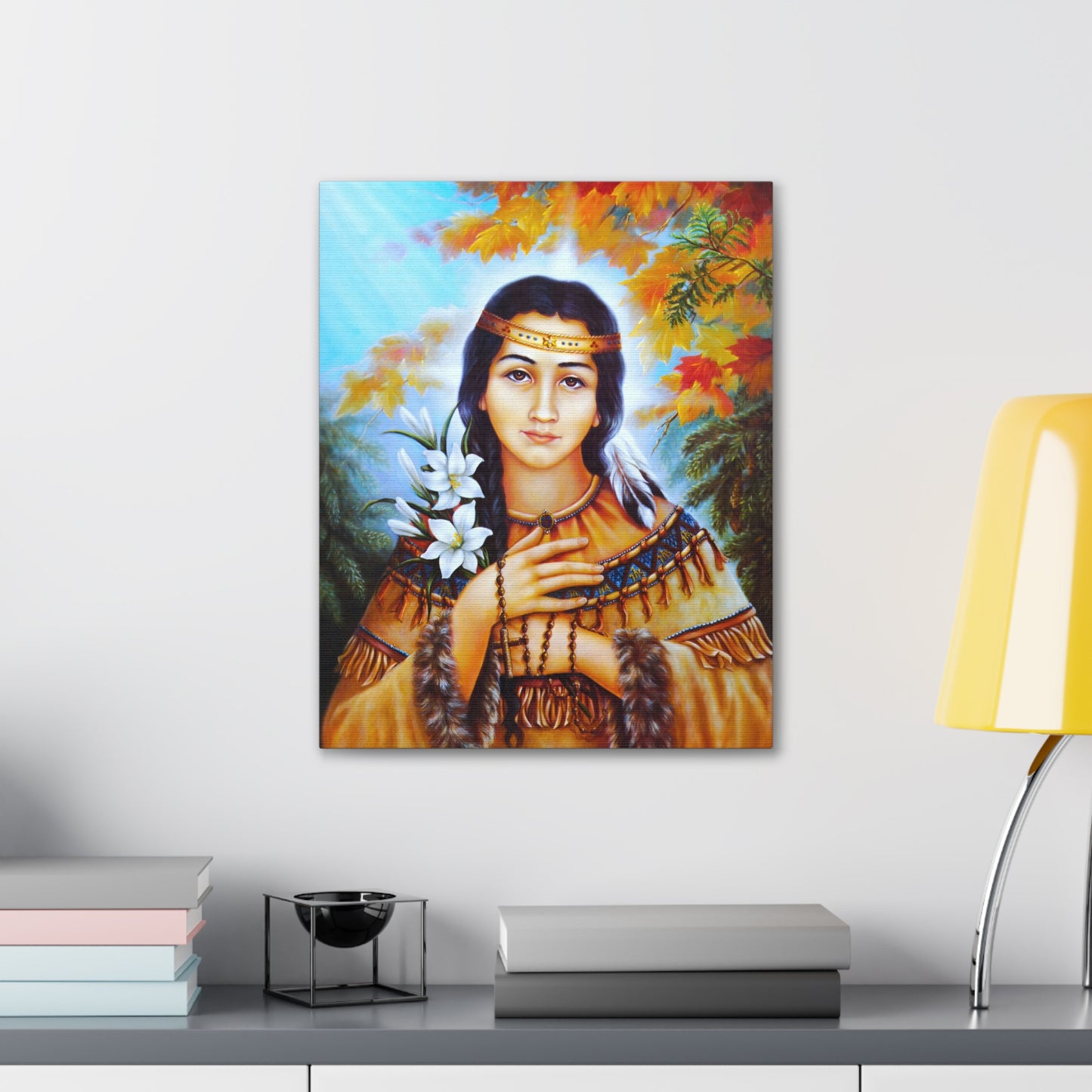 Saint Kateri Catholic Wallart Gift for home altar, Religious Gift for wife, Prayer Icon Confirmation Saint, religious home decor wall art