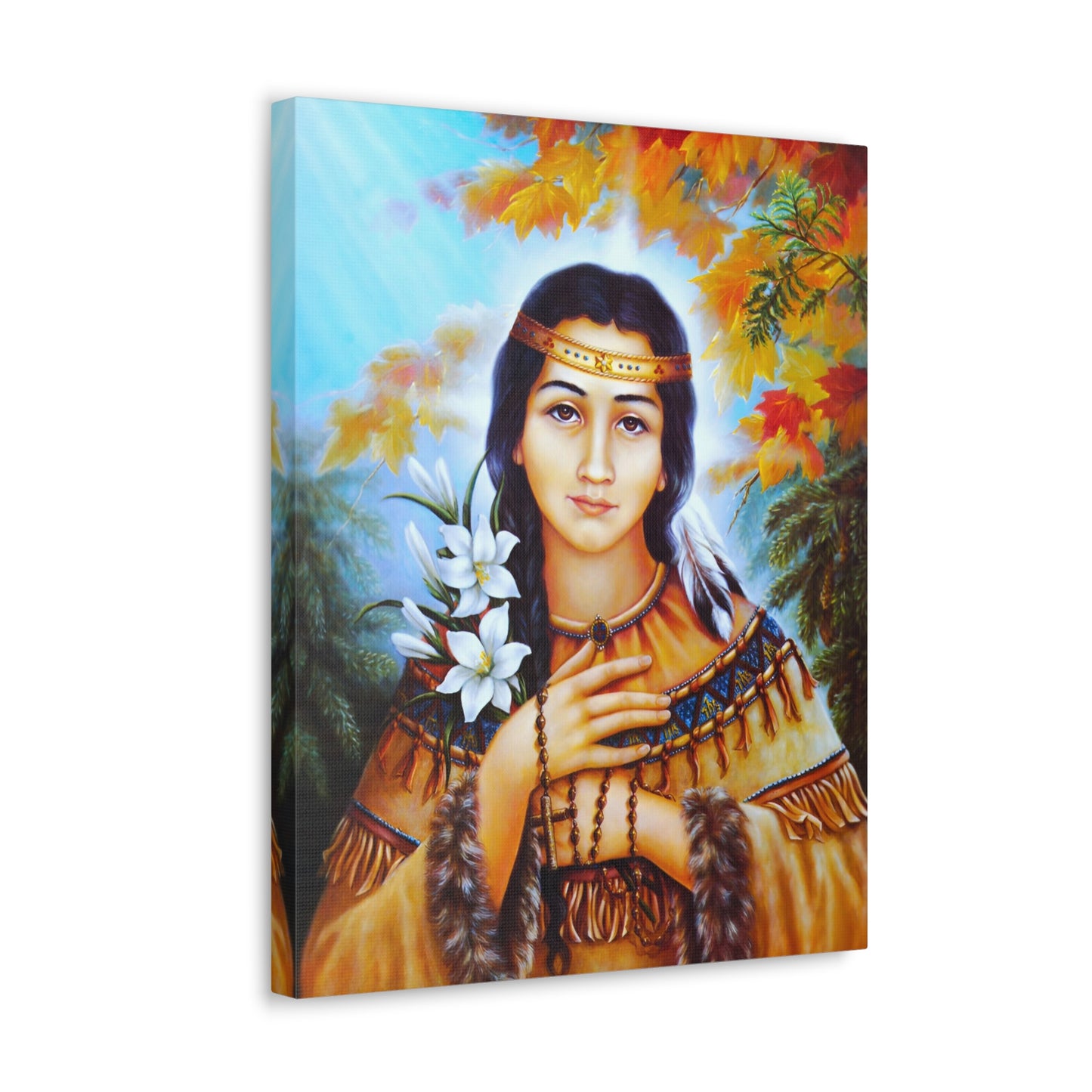 Saint Kateri Catholic Wallart Gift for home altar, Religious Gift for wife, Prayer Icon Confirmation Saint, religious home decor wall art