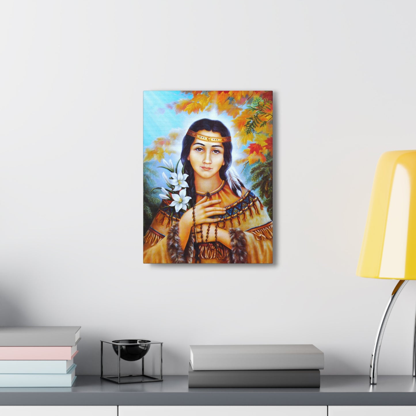 Saint Kateri Catholic Wallart Gift for home altar, Religious Gift for wife, Prayer Icon Confirmation Saint, religious home decor wall art