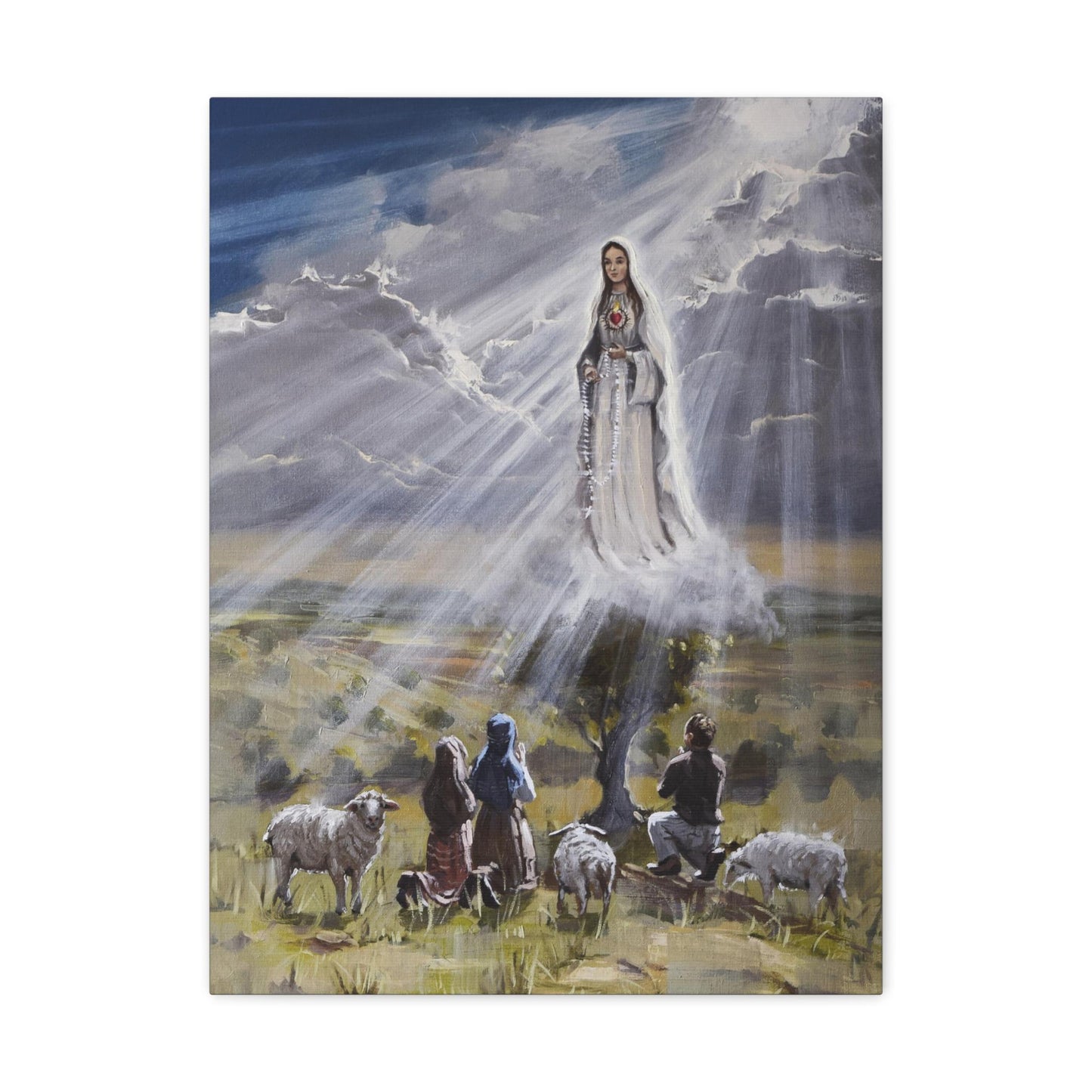 Our Lady of Fatima Canvas Print, Rosary Prayer Altar Art