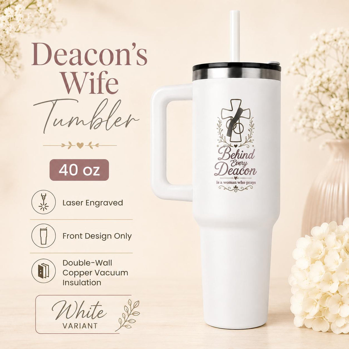 Deacon's Wife Tumbler 40oz | Catholic Ordination Gift