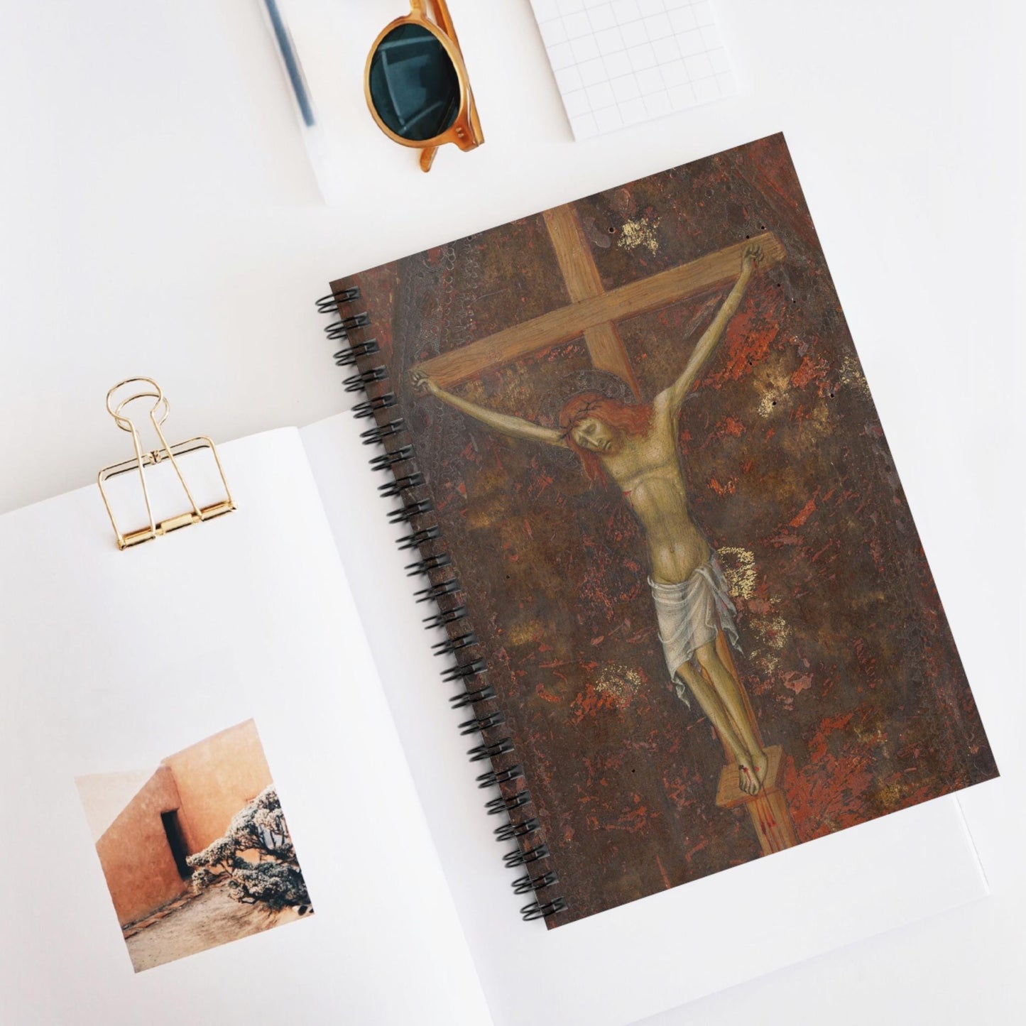 Christ on the Cross Catholic Adoration journal, Religious diary, lined notebook, Crucifixion art