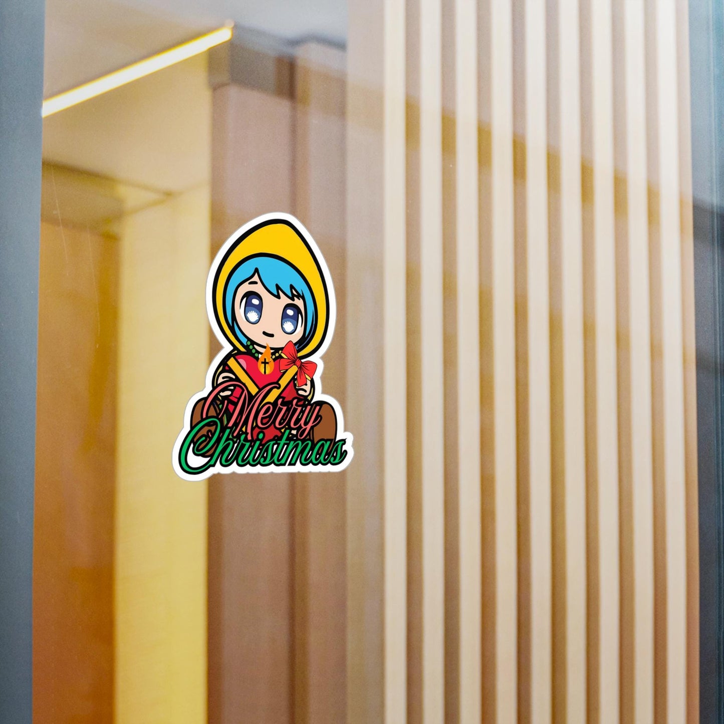Christmas Luce Jubilee Year mascot sticker, waterproof vinyl decal — Catholic gift from Glory Be Gifts – view 3