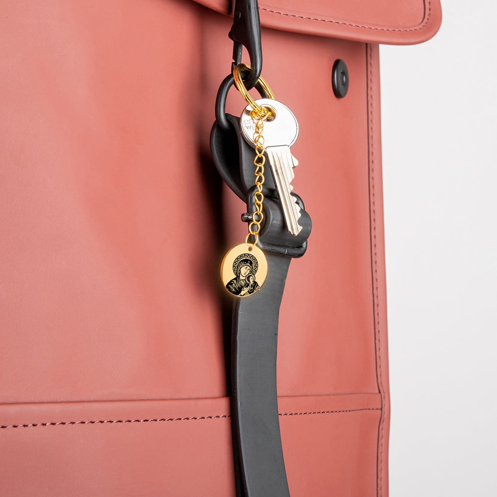 Virgin Mary & Baby Jesus Keychain, Theotokos Art