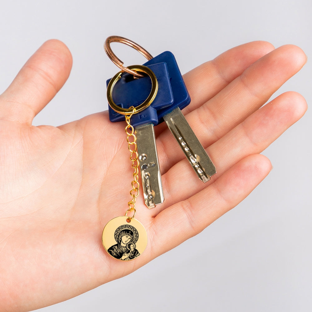 Virgin Mary & Baby Jesus Keychain, Theotokos Art