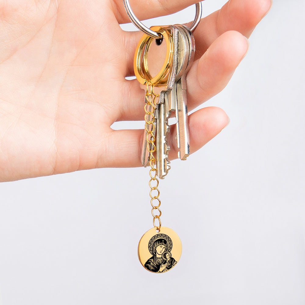 Virgin Mary & Baby Jesus Keychain, Theotokos Art
