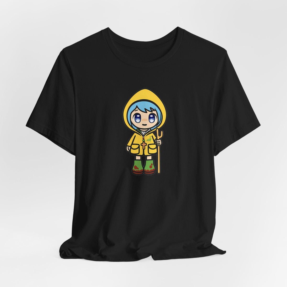 Luce Unisex Tee featuring the Catholic Jubilee Year mascot — Catholic gift from Glory Be Gifts – view 4