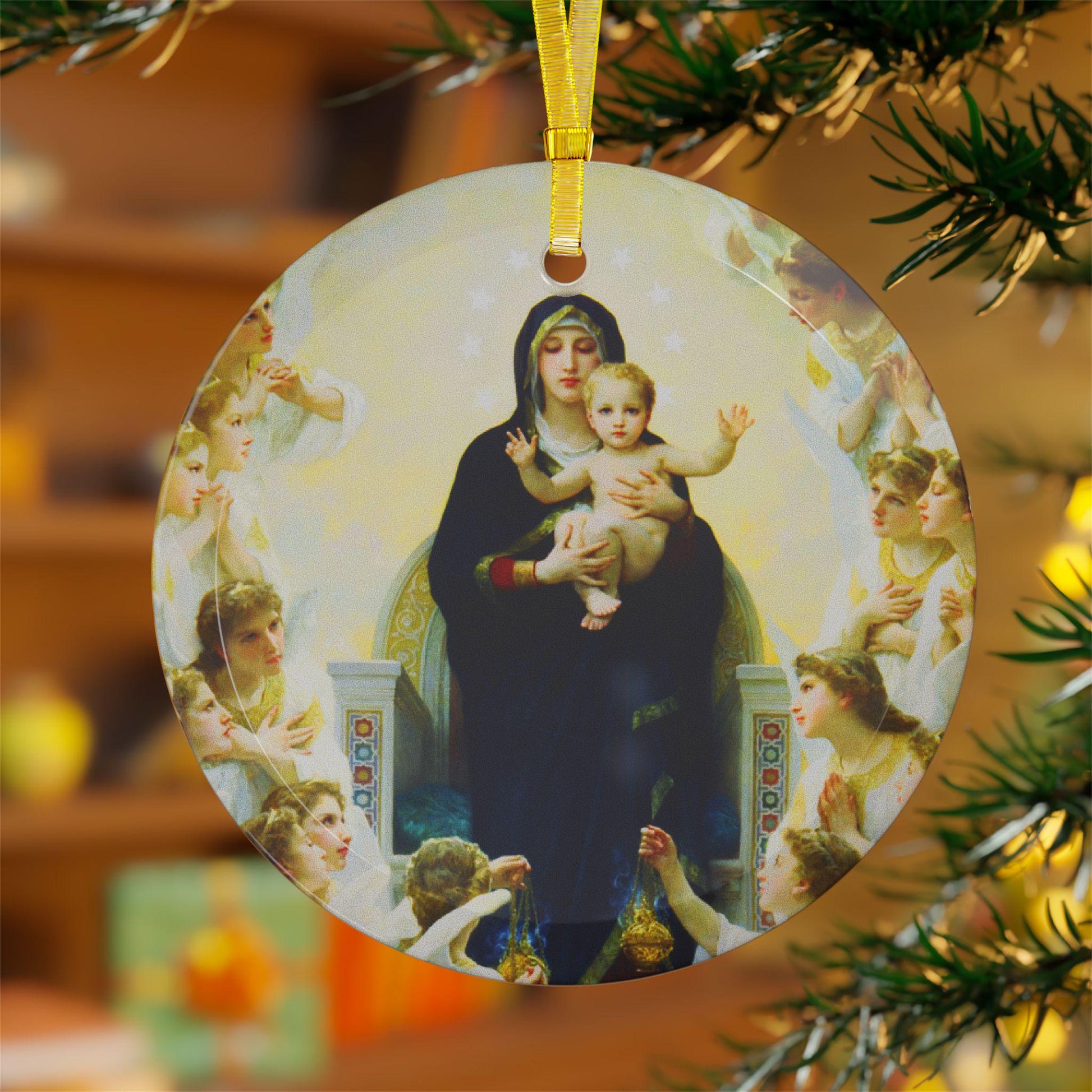 Our Lady Queen of Angels glass ornament — additional product photo