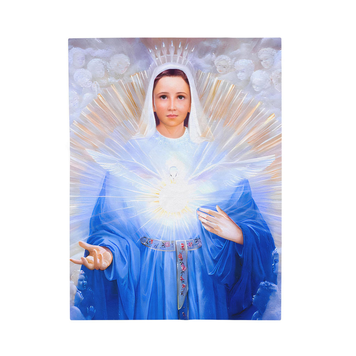 Mary Mother of the Eucharist Catholic Plush Blanket, Mary Queen of Heaven and Eucharist Christmas Gift, Marian Devotion Gift for Mothers Day
