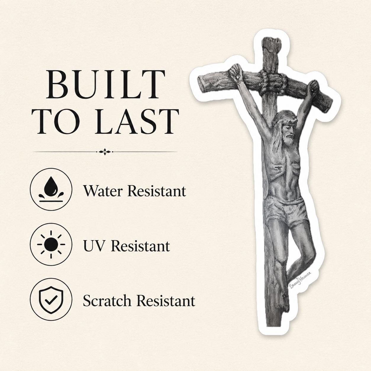 Catholic Crucifix Sticker Jesus Christ Pope JPII Ars Deo Sacred Art by Brian J Kelliher Vinyl Decal Catholic Gift Car Laptop Waterbottle
