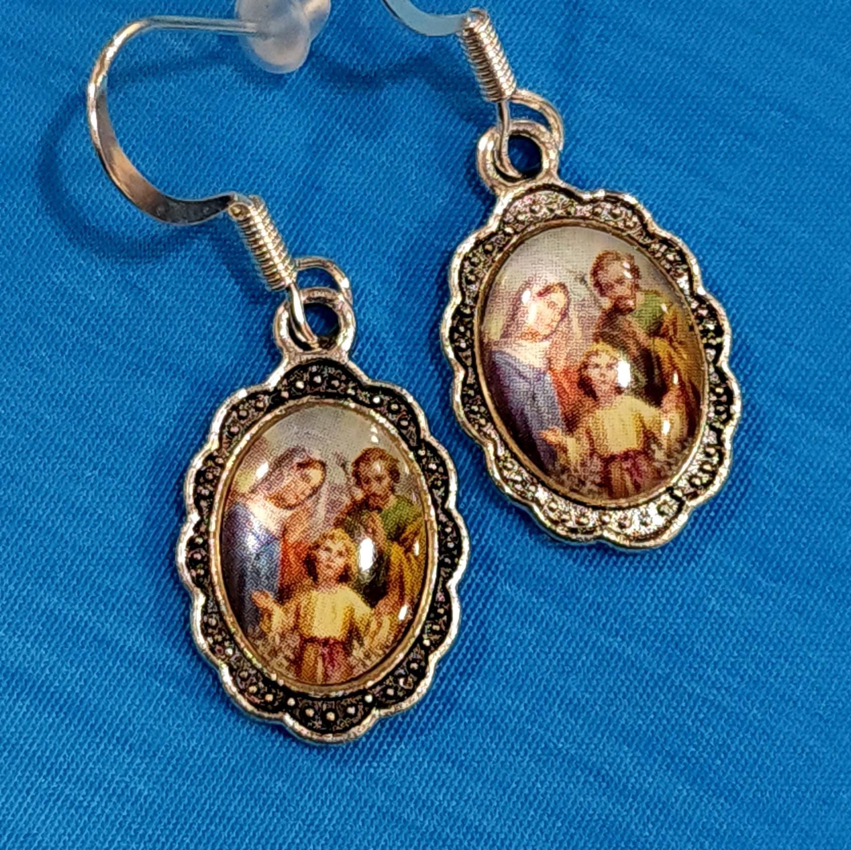 Holy Family dangle earrings — additional product photo
