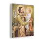 Saint Joseph the Worker Confirmation Gift Canvas, Catholic Wallart home decor, Wall Art gift home prayer altar, Child Jesus Foster Father